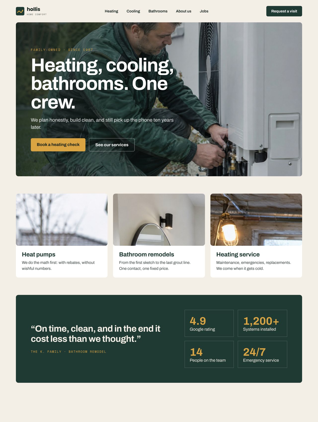 Sample website of a plumbing and heating company